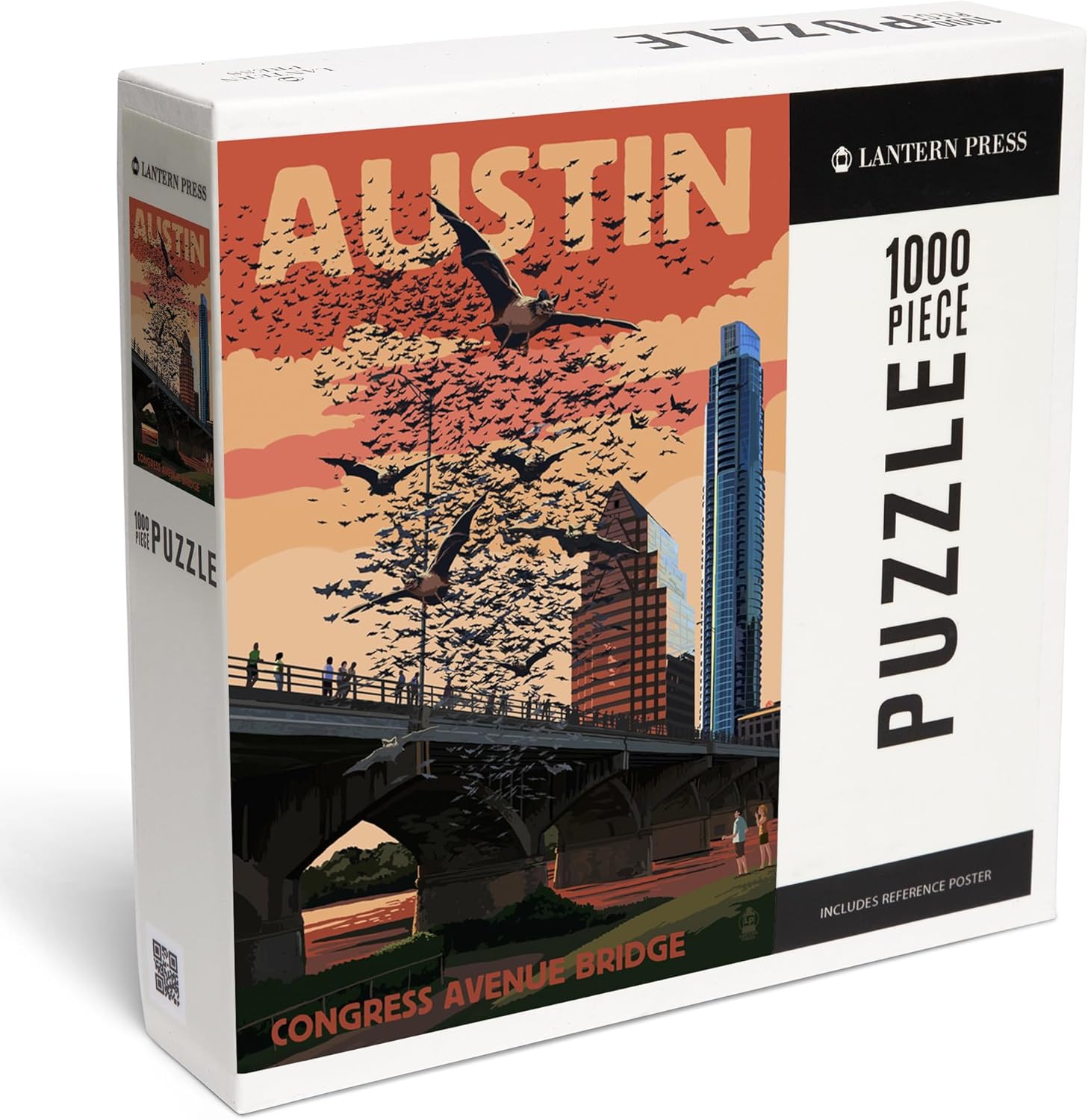 Austin, Texas, Bats and Congress Avenue Bridge (1000 Piece Puzzle, Challenging Jigsaw Puzzle for Adults, Made in USA)