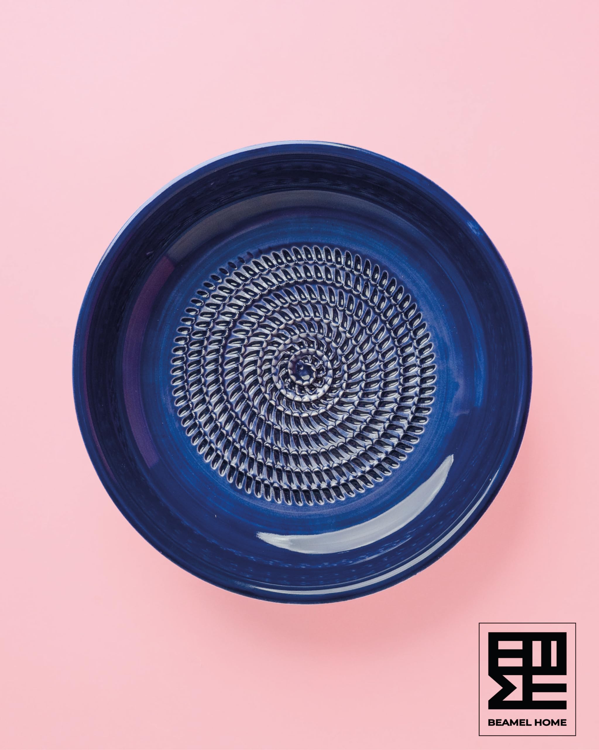 Plato Rallador Cerámica Hecho A Mano Diseño Decorativo Utensilio Cocina Arte Funcional Vajilla Artesanal (Costa Azul, Grande)