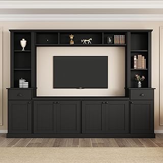 26 TV Wall Ideas You’ll Wish You Tried Sooner 9 Minimalist Wall Unit Set with Bridge for TVs Up to 75'',TV Stand with Ad...