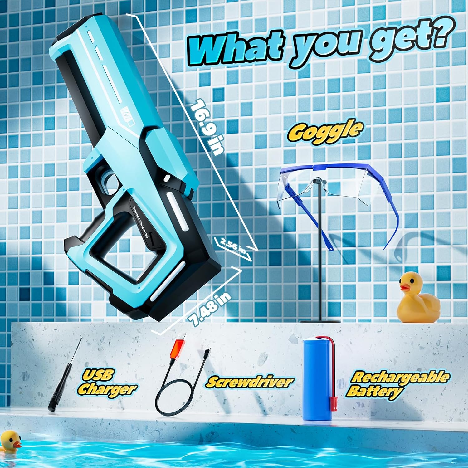 Skirfy Electric Water Guns for Adults Kids, Automatic Water Gun, Battery Powered Waterproof Water Gun, Pool Beach Outdoor Party Toys for Kids Ages 8-12