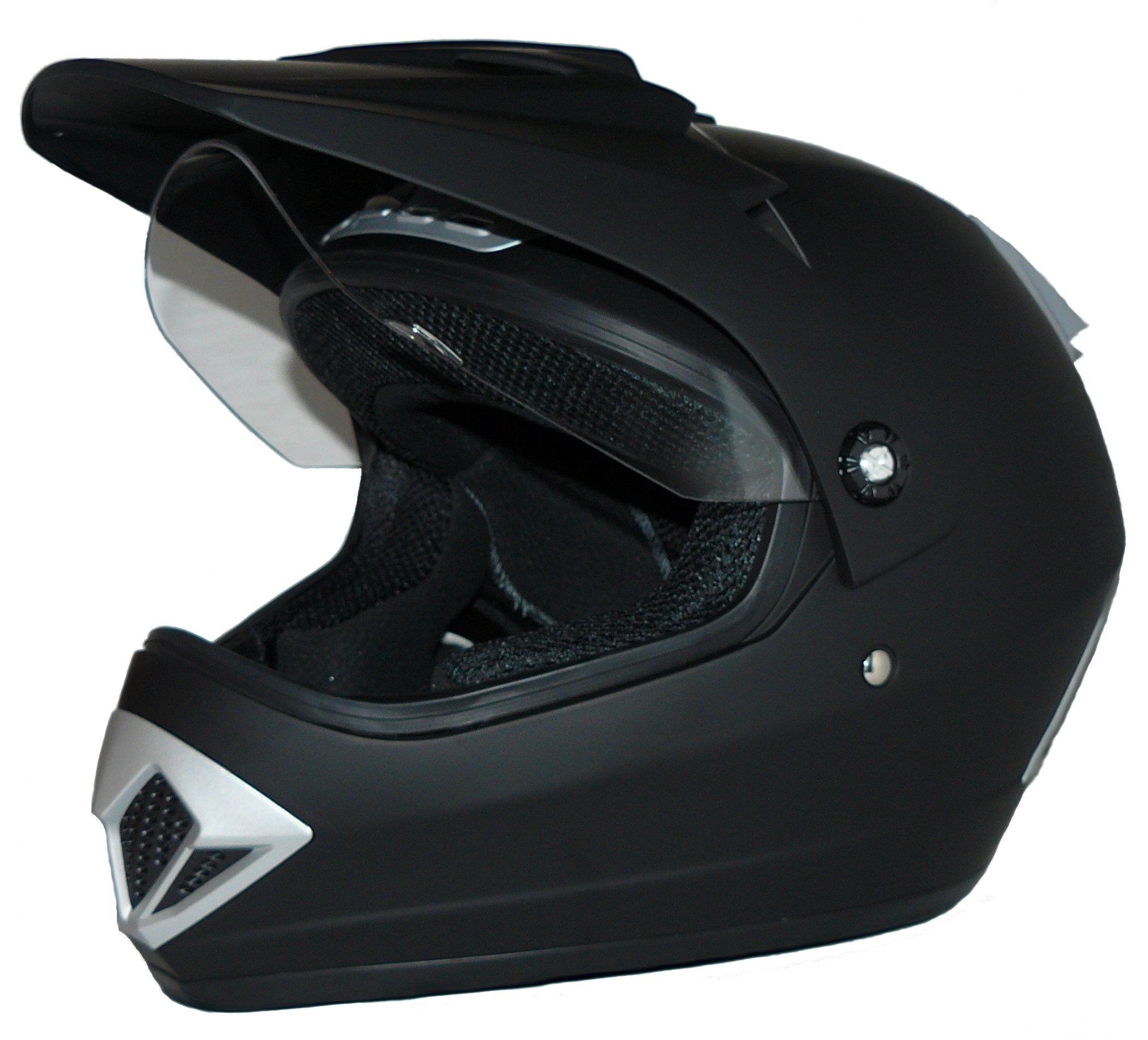 protectWEAR - Casque de moto cross casque Enduro casque noir mat V340-ES avec visière rabattable taille XL