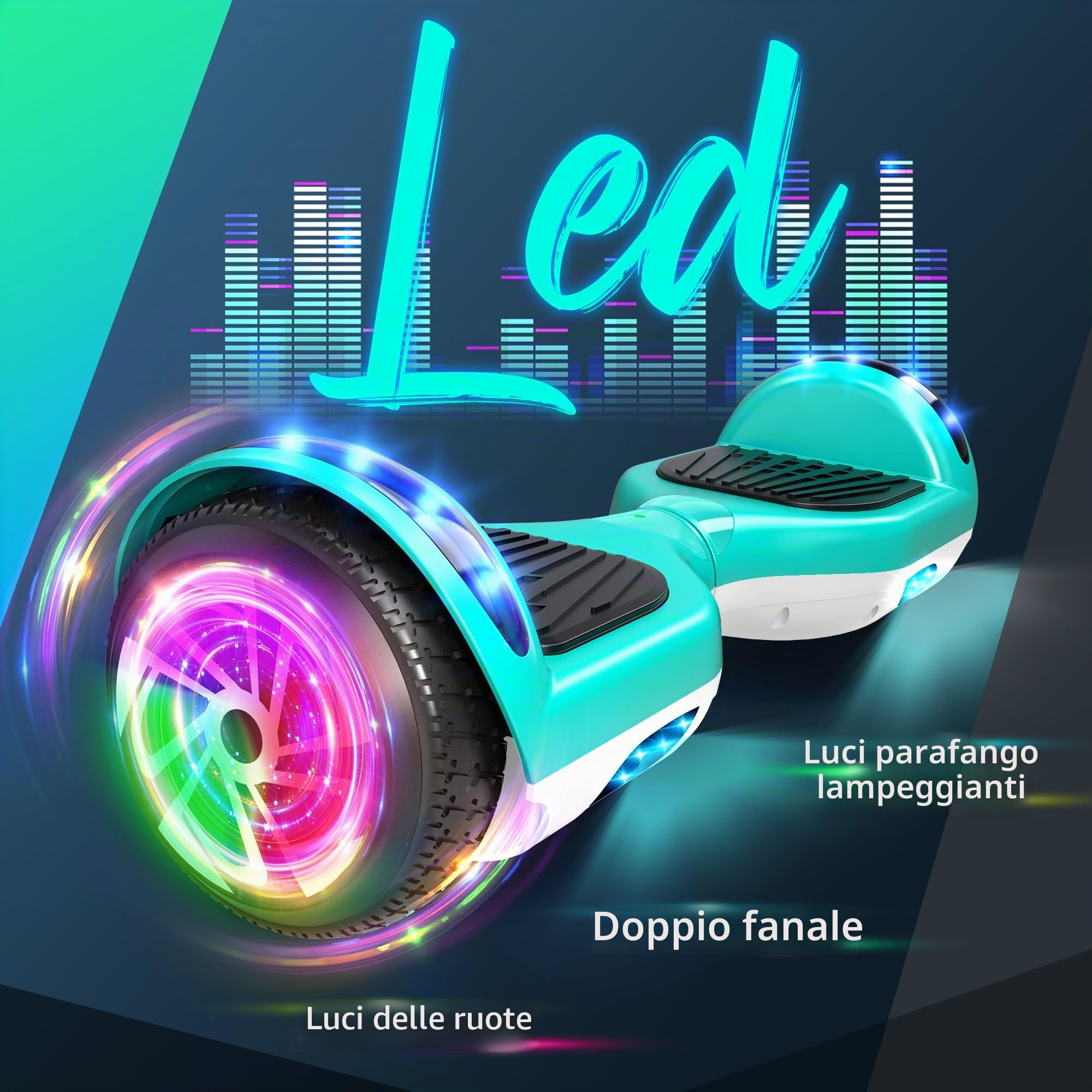 SISIGAD Hoverboard,6.5" Two-Wheel Self-Balancing Hover Board with Bluetooth Speakers and Fashion LED Lights for Kids