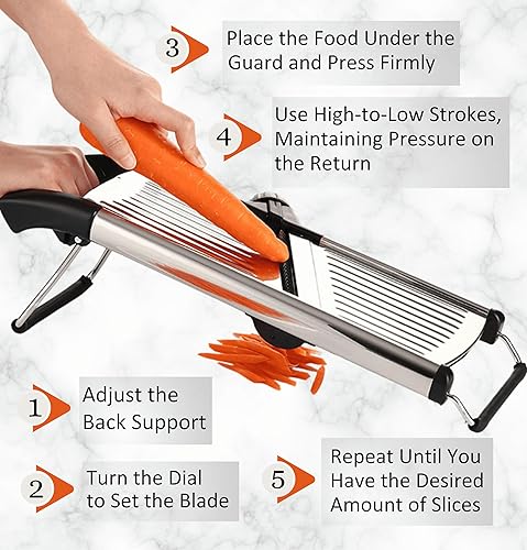 Miniatura 3 de GROA Cortador de mandolina para cocina, rebanador de papas con mandolina, rebanador de cebolla, rebanador de verduras y tomate, esencial de cocina