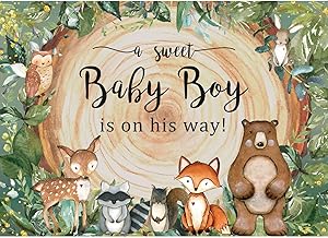 Maijoeyy 7x5ft Woodland Baby Shower Backdrop Woodland Animals Backdrop f...