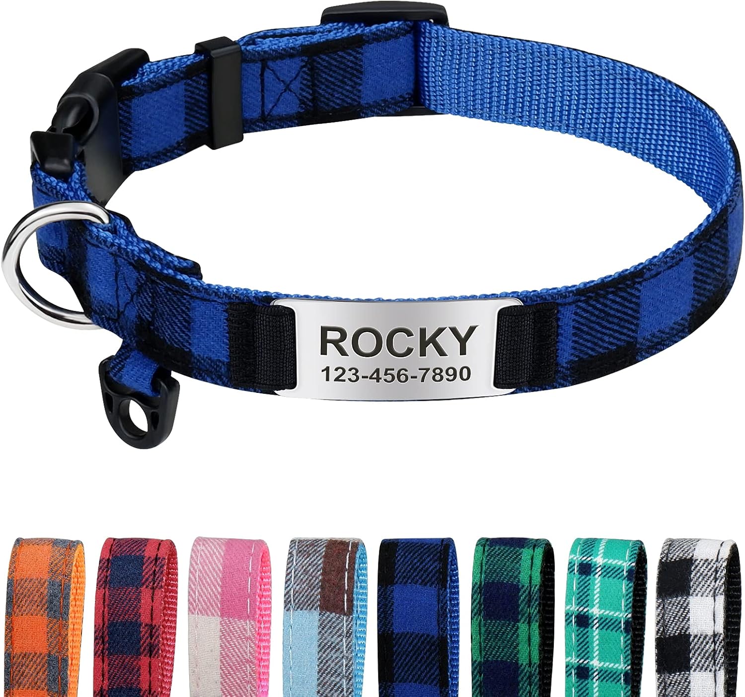 TagME Personalized Dog Collar with Engraved Slide on ID