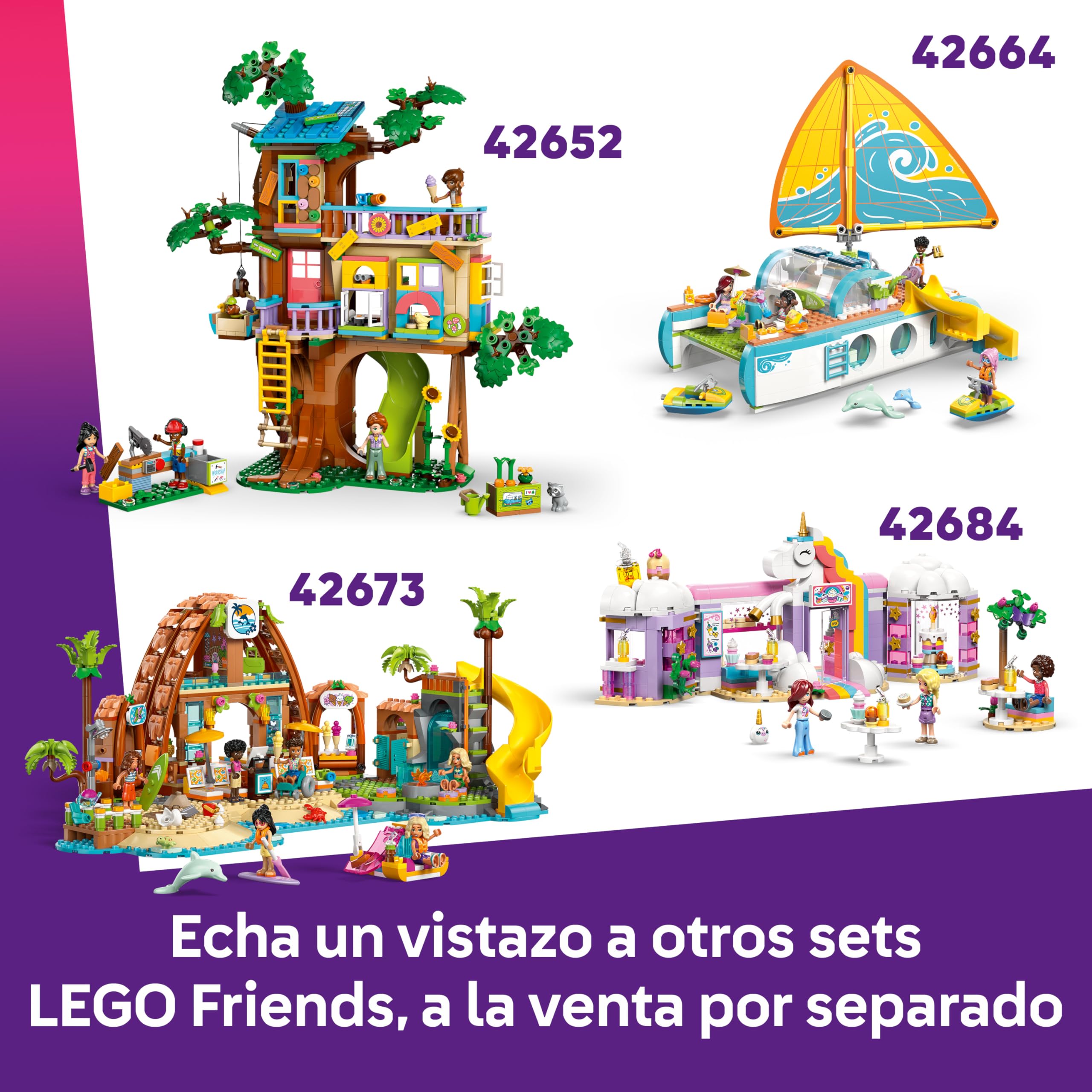 LEGO Friends Casa en la Playa con Focas - Casa de Juguete con 3 Mini Muñecos, 2 Figuras de Animales Marinos y Accesorios inc. Kayak y Tabla de Surf - Regalo de Cumpleaños para Niñas de 7+ Años - 42699