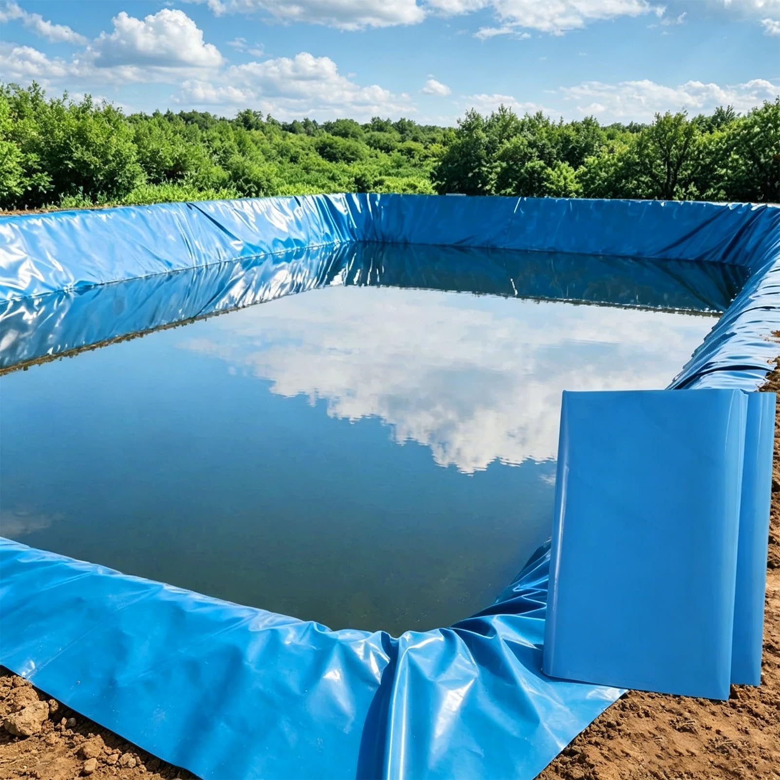 MARXAN Large Pond Liner 4x6m 5x8m 6x7m 8x10m 10x15m Blue Impermeable Pond Membrane for Outdoor Waterfalls and Fountains, Koi Fish Pools and Artificial Lake(4x12m(13.1x39.3ft))