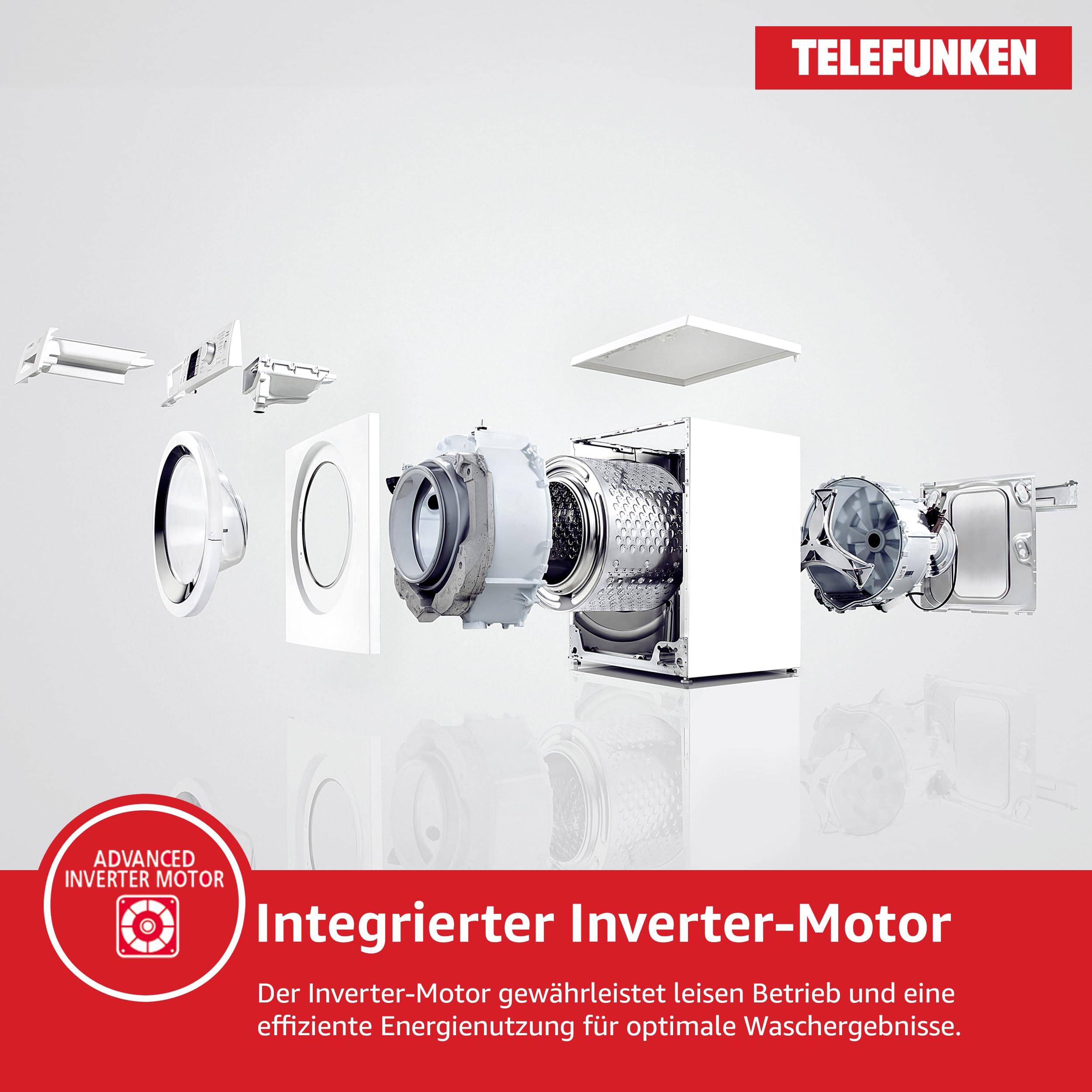 Telefunken W714A1W Waschmaschine 7kg Frontlader 1400 U/Min. EEK A | Inverter Motor - Leise & Effizient, Schontrommel aus Edelstahl, Startzeitvorwahl, Washing Machine, 15 Programme, weiß