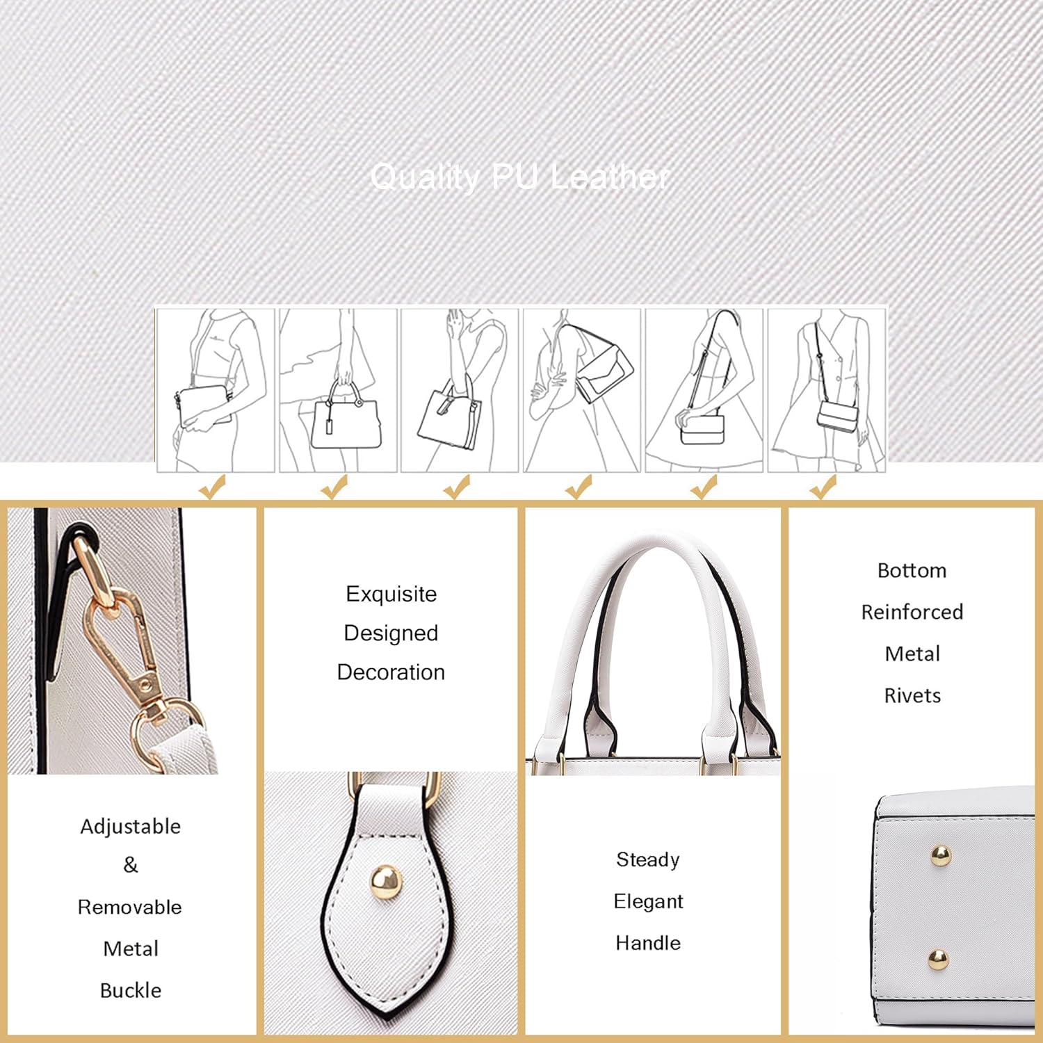 CHICAROUSAL Crossbody Purses and Handbags for Women PU Leather Tote Top Handle Satchel Shoulder Bags - Image 7