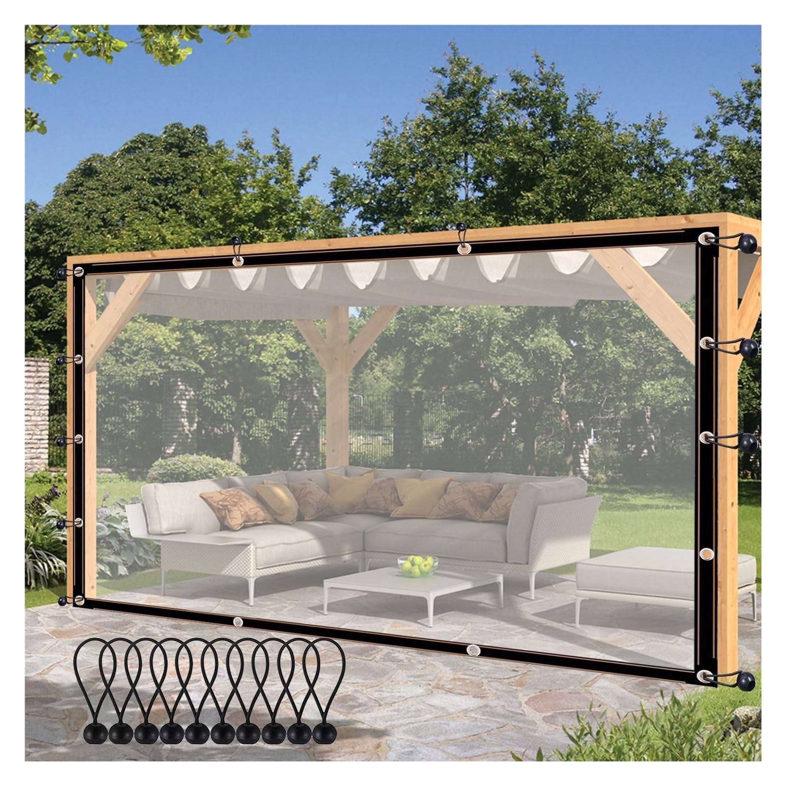 Paneles laterales de pérgola para aislar terrazas y cenadores de la lluvia con lona transparente