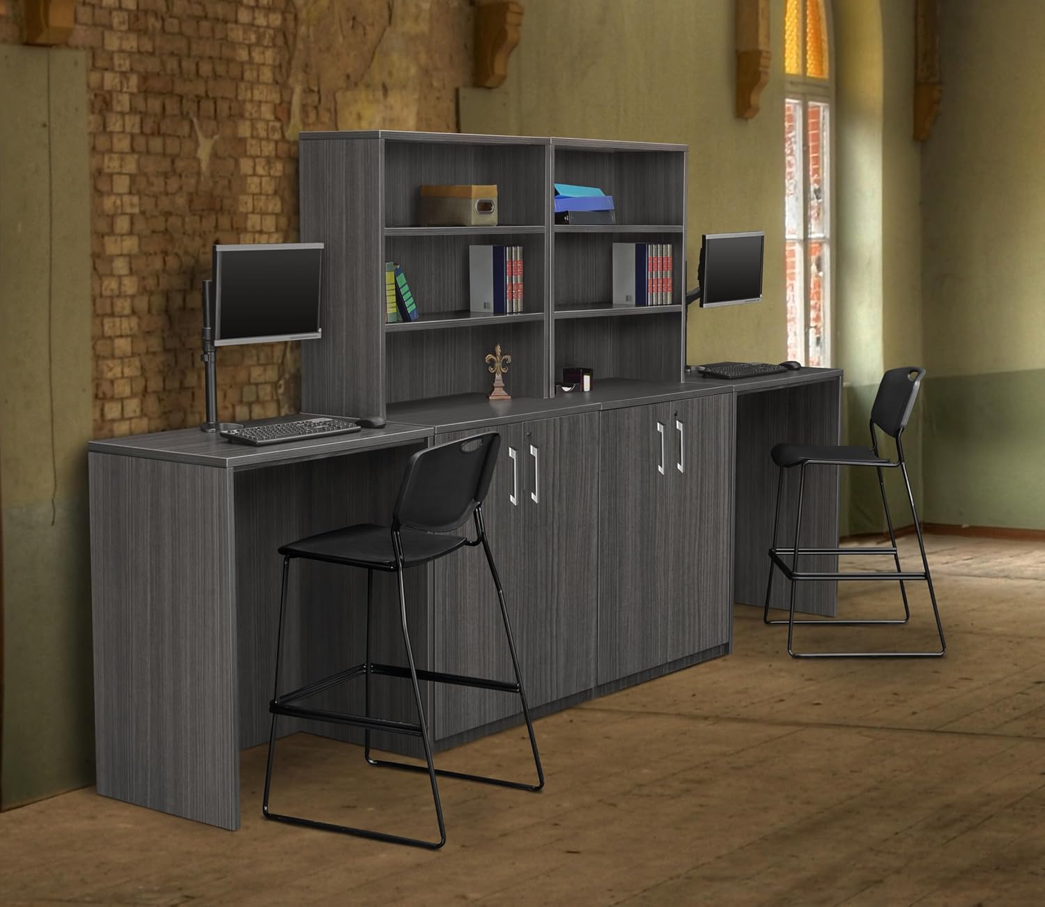 Regency Legacy Stand Up Side to Side Storage Cabinet/Desk- Ash Grey