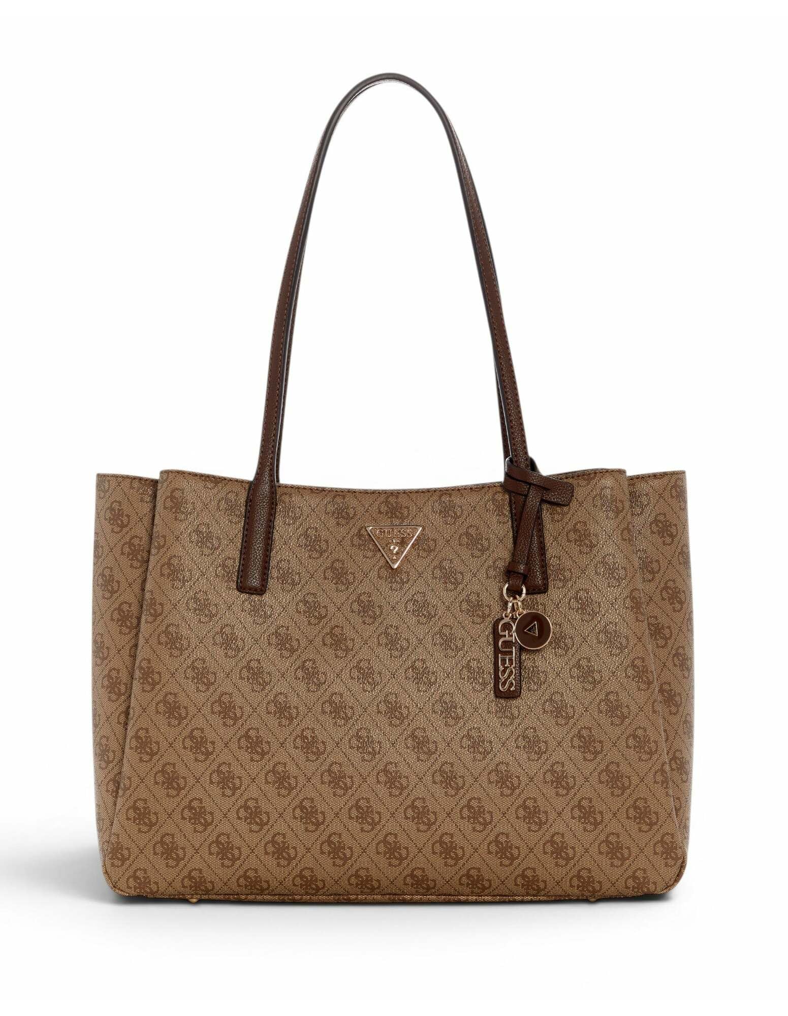 GUESS bolso de hombro maletín con compartimento para portátil Noelle II Tech Tote Latte Logo/Brown marrón claro
