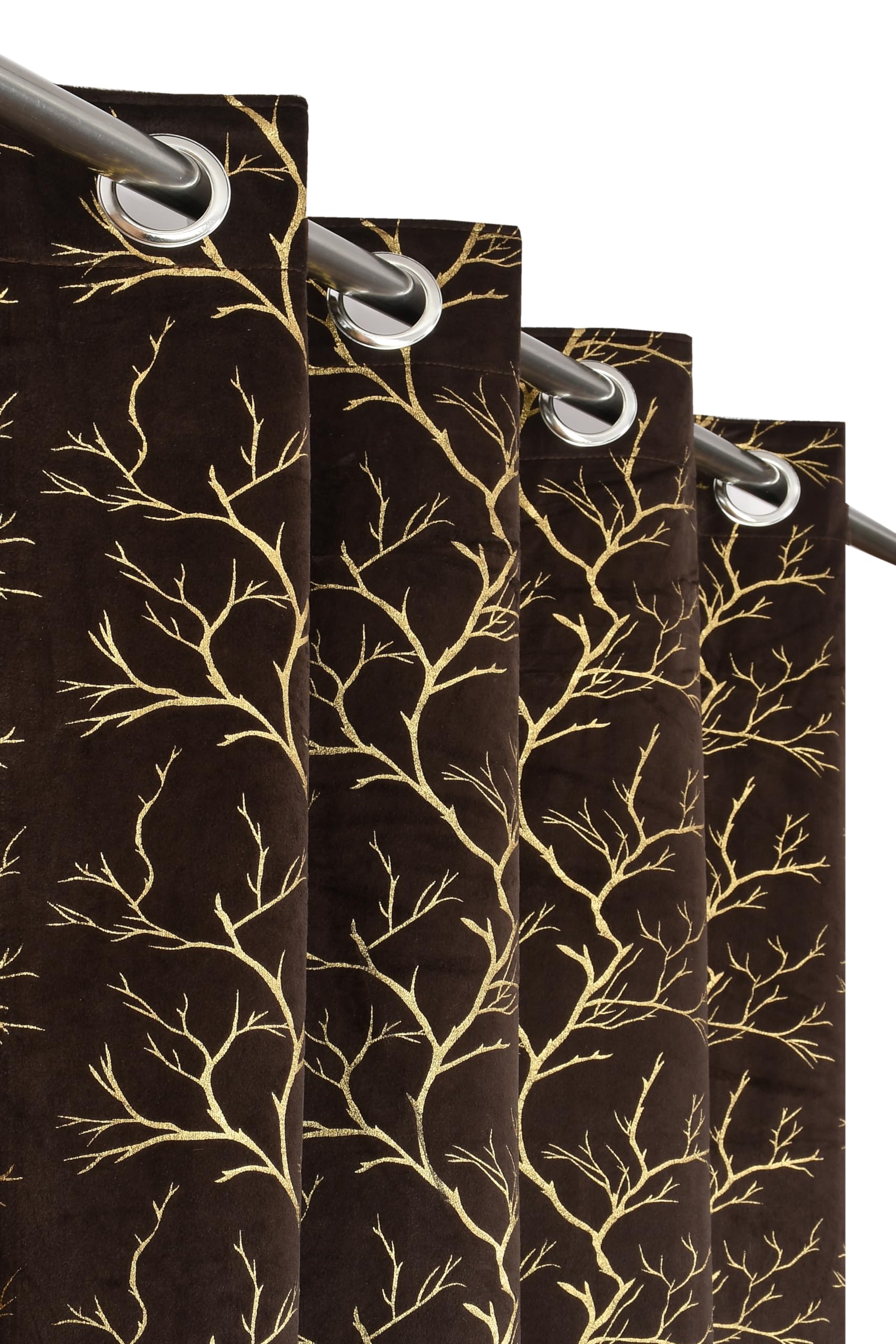 Homefab India Velvet Curtain Room Darkening - Long Door 8 feet, Pack of 1 Panel, Coffee