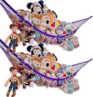 Mia Weaver Stuffed Animal Hammock for Plushie Toys | Corner Hanging Storage for Organizing Your Teddy and Stuffy Collection (Net 2 Packs, Deep Lavender Purple)