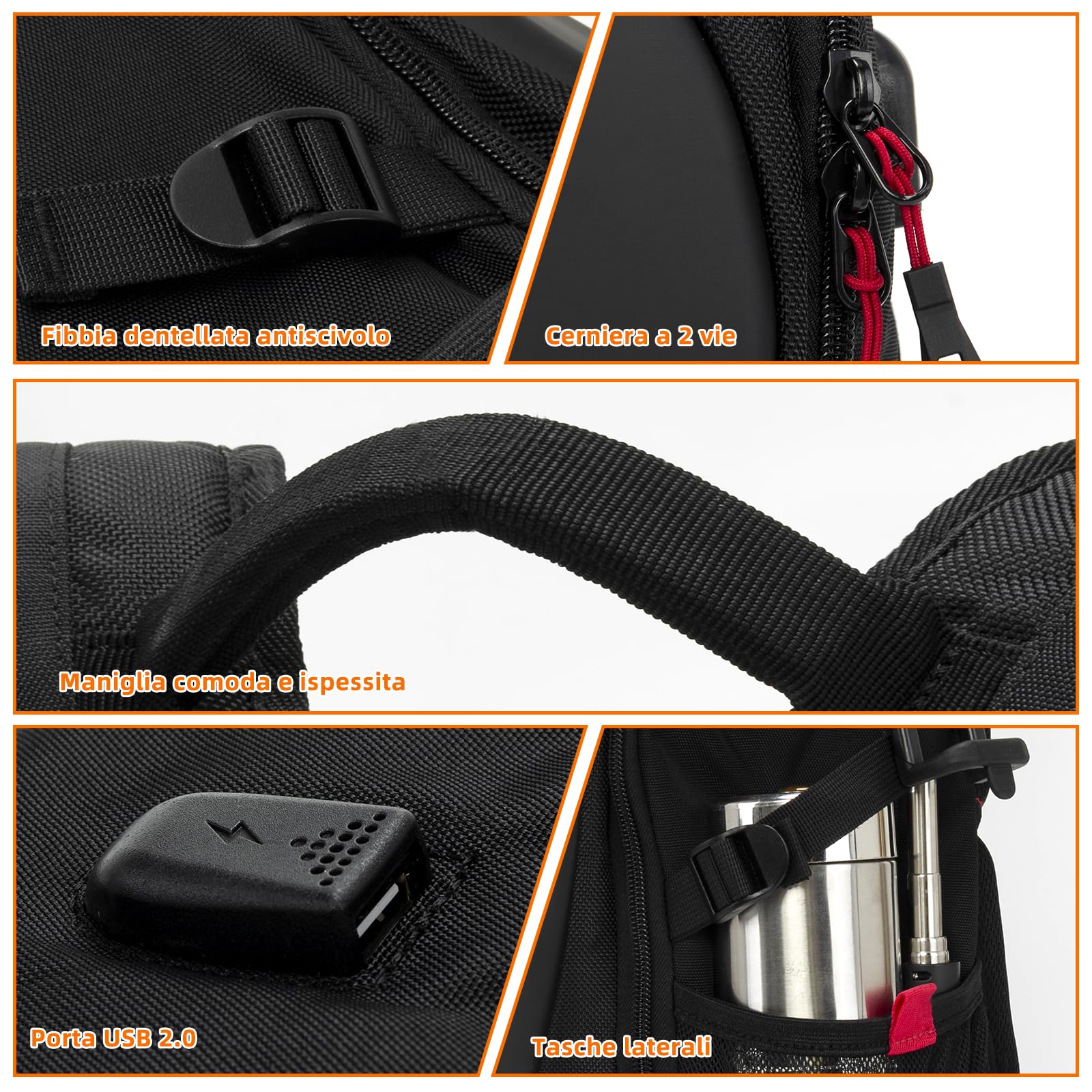 KINGSLONG Zaino da Moto da Gioco con Guscio Rigido, Zaino per Laptop da 15-17,3 Pollici con Porta di Ricarica USB, Antifurto Impermeabile Viaggiare Uomini Affare Università Scuole All'aperto