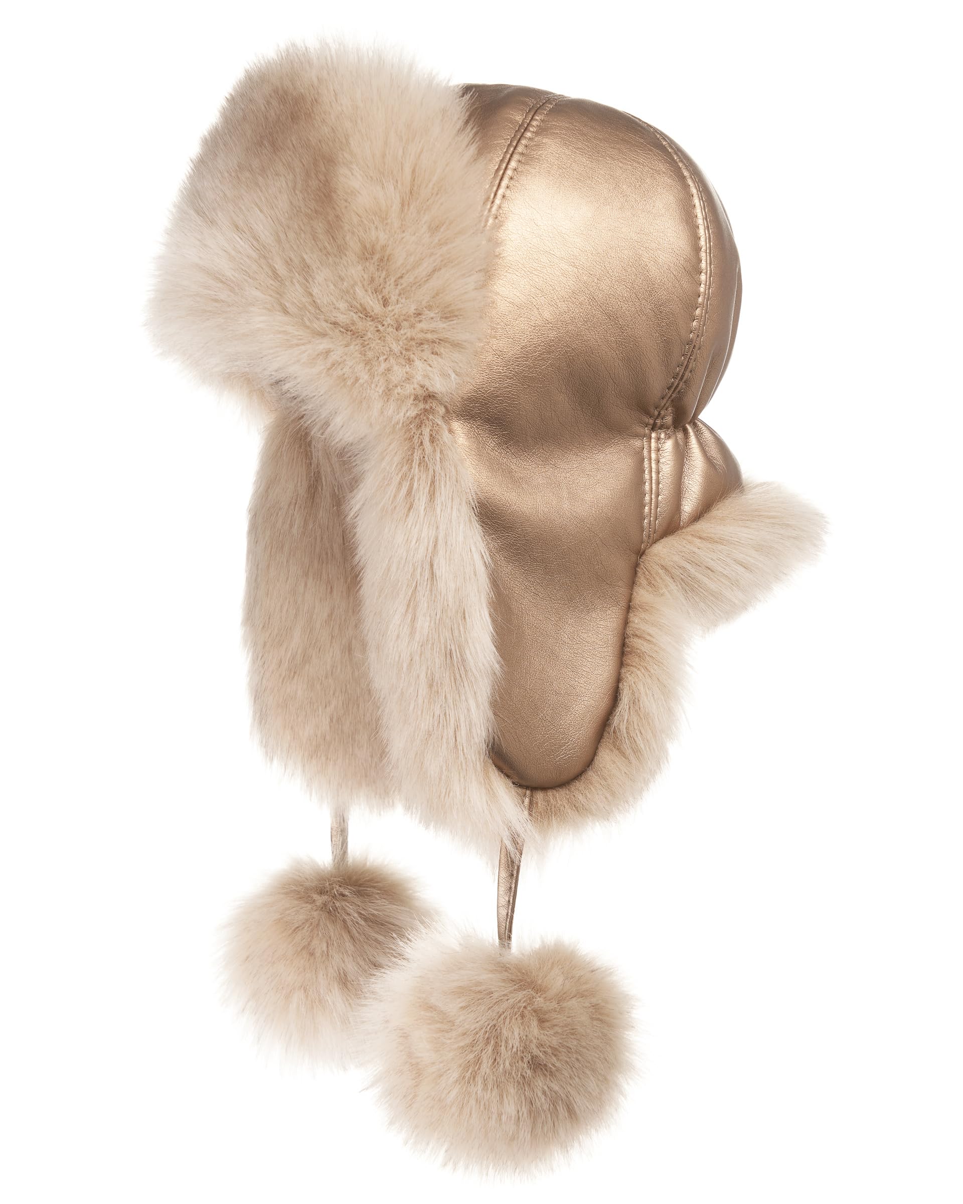 Futrzane Women's Gold - Gold Siberian Aviator Hat - Winter Trapper Hats For - Warm Russian Bomber Hat (L, )