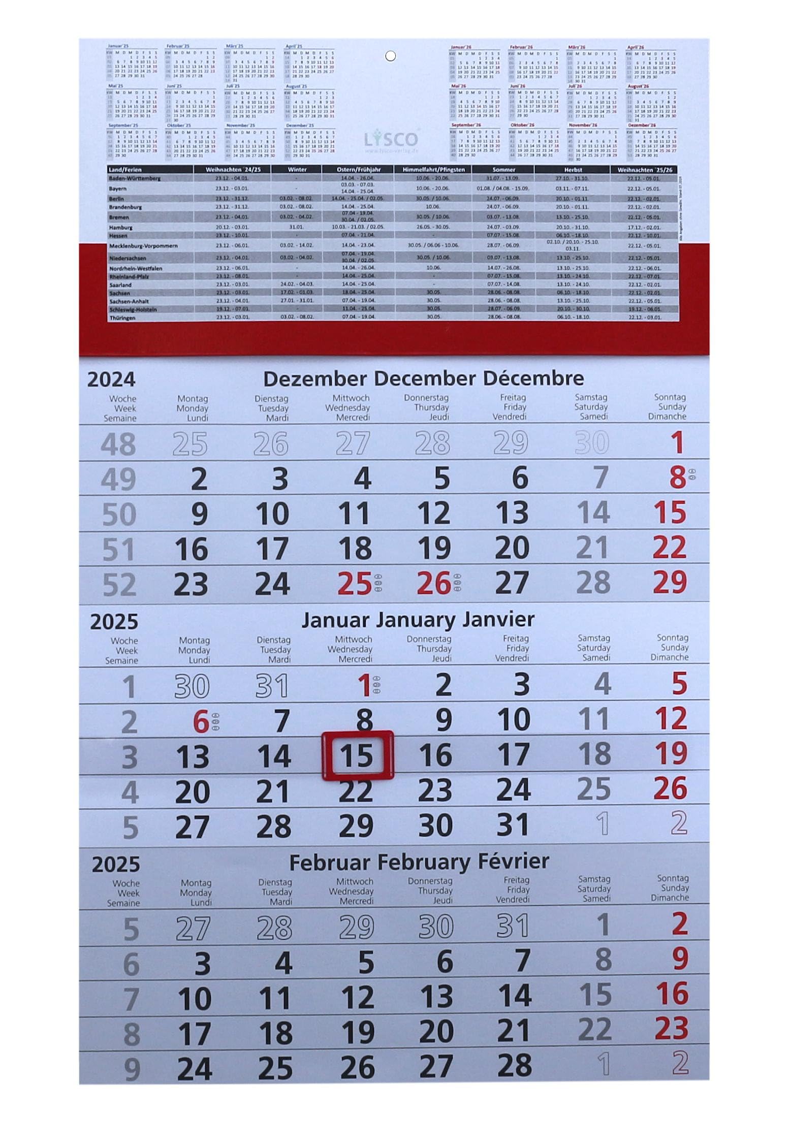 folded-3-month-wall-calendar-2025-with-date-slider-in-red-includes-holiday-overviews-and-year-overview-three-month-calendar-ad-free-3-month-calendar-no-advertising-amazon-de-stationery-office-supplies
