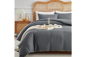 WARMDERN Waffle Weave Duvet Cover King Size