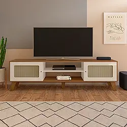 Rack para Tv ate 75" com 2 portas CHARLOTTE cor Cinamomo c/Off White - Artely