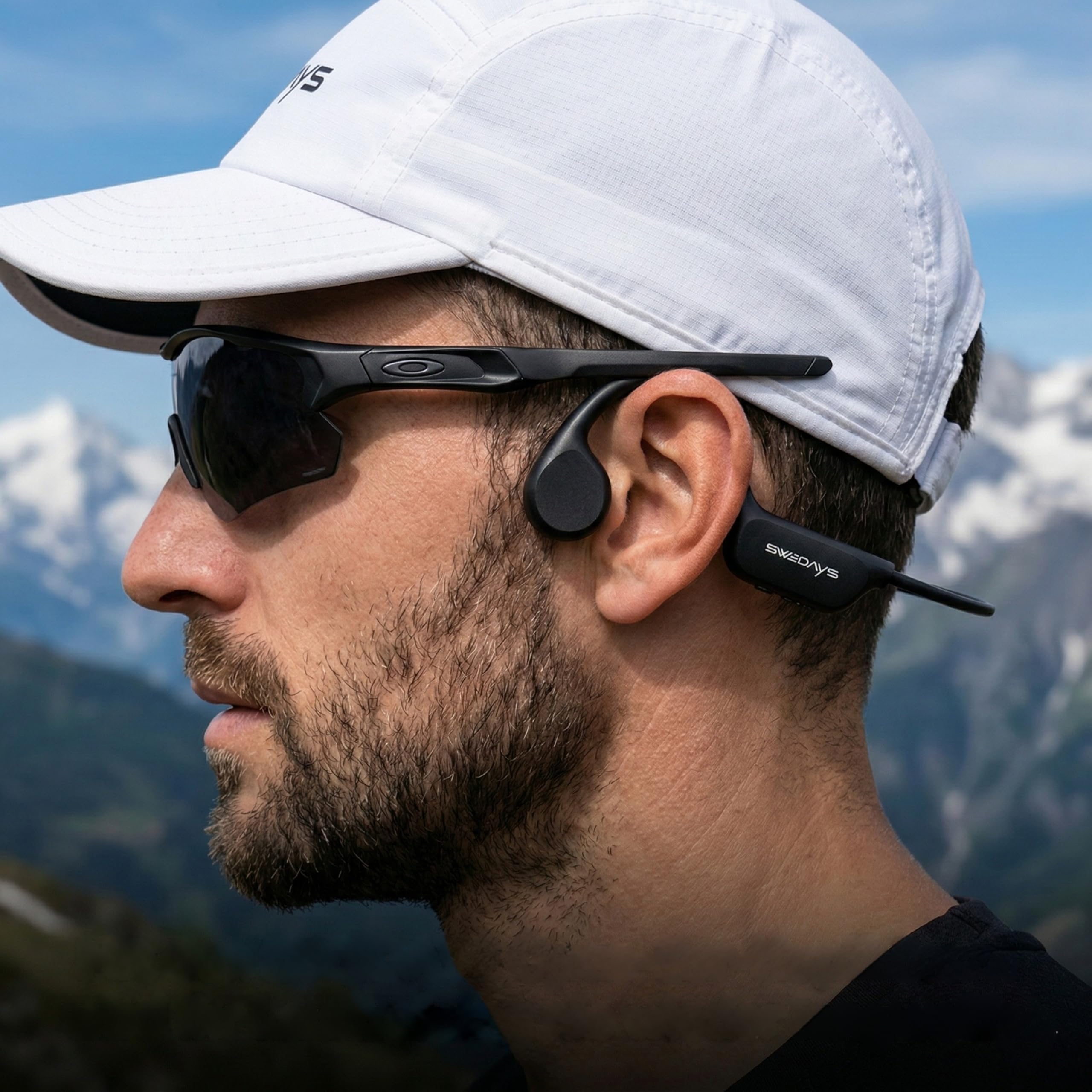 Knochenschall Kopfhörer Schwimmen, Open-Ear kopfhörer Bluetooth 5.4, IP68 Wasserdicht, 32GB Interner Speicher MP3 Player mit Mikrofon,10 Std Spielzeit für Laufen,Radfahren & Gym