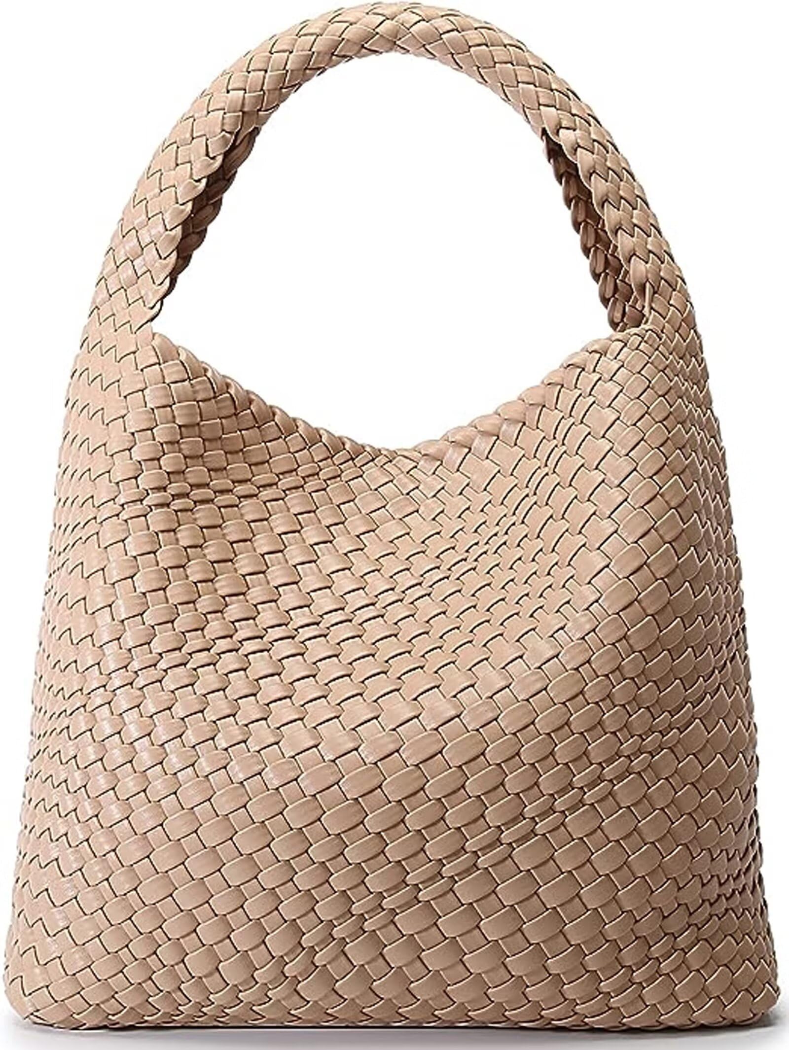 Woven Tote Bag for Women - Ladies Handbag With Large Shoulder Straps, Top-Handle, Shopping Bag and Pouch Purse - Leather Woven Design