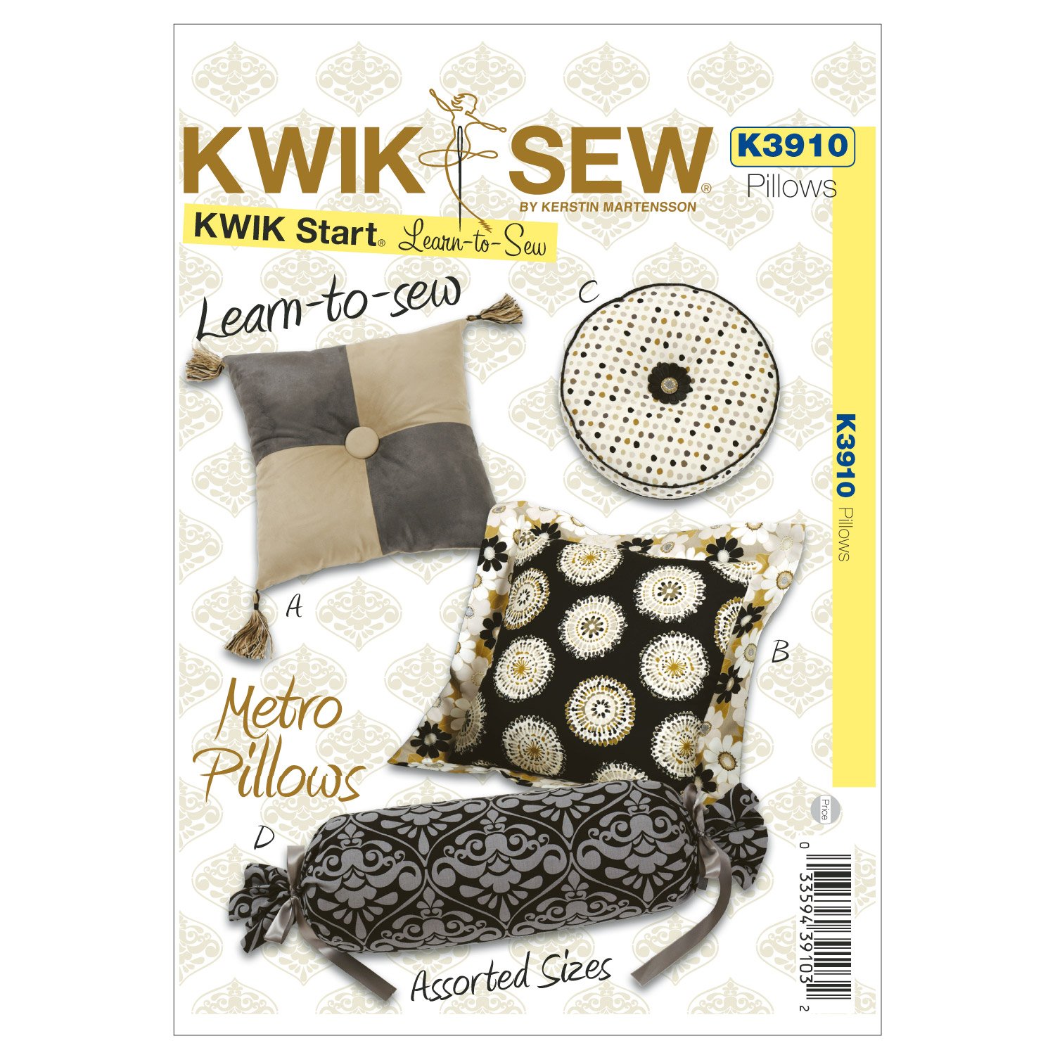 KWIK - SEW PATTERNS K3910 Metro Pillows, Pack of 1, White