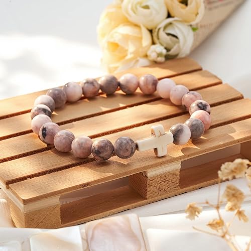Miniatura 4 de Regalos de confirmación, regalos cristianos para mujeres, pulsera de cruz católica religiosa, regalos para mujeres, Piedra, Circonita cúbica