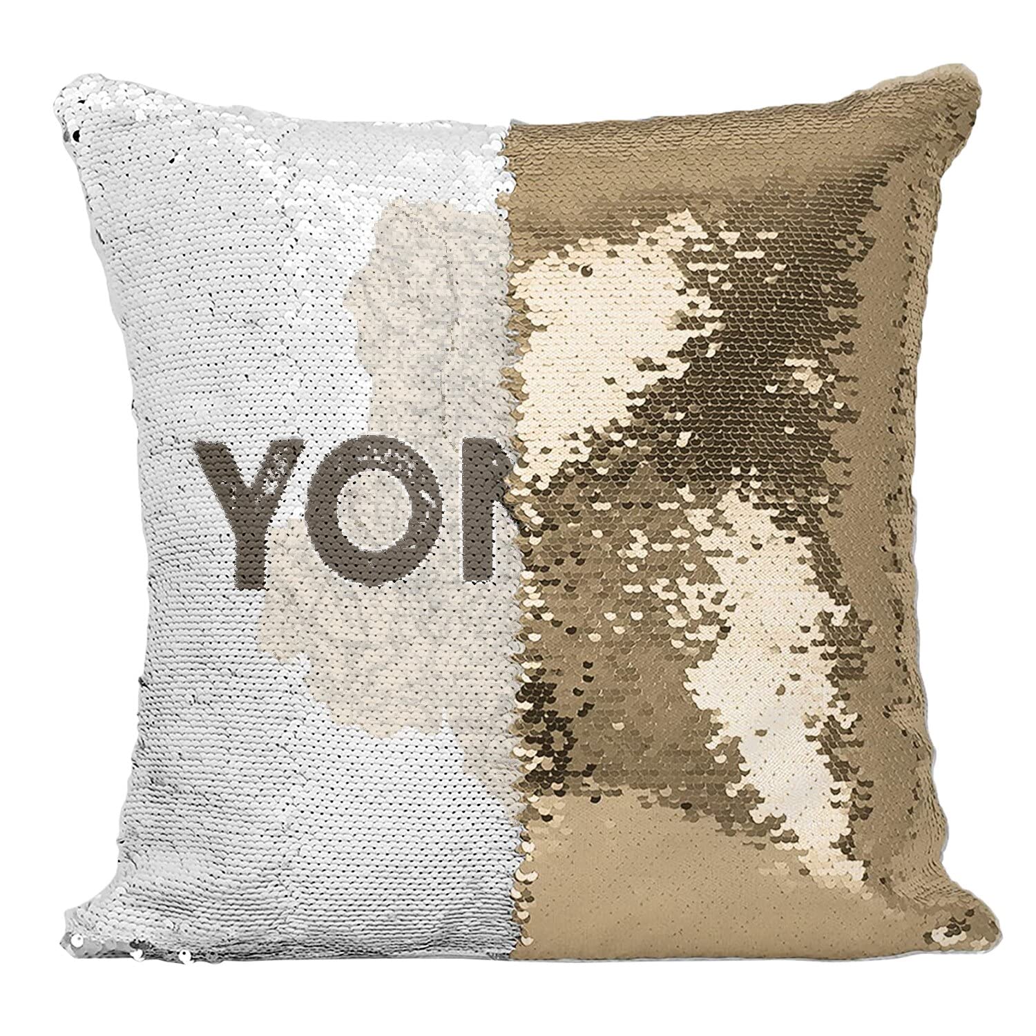 Coussin Sequin Doré avec la Carte Ancienne de l'Yonne 89 et Auxerre