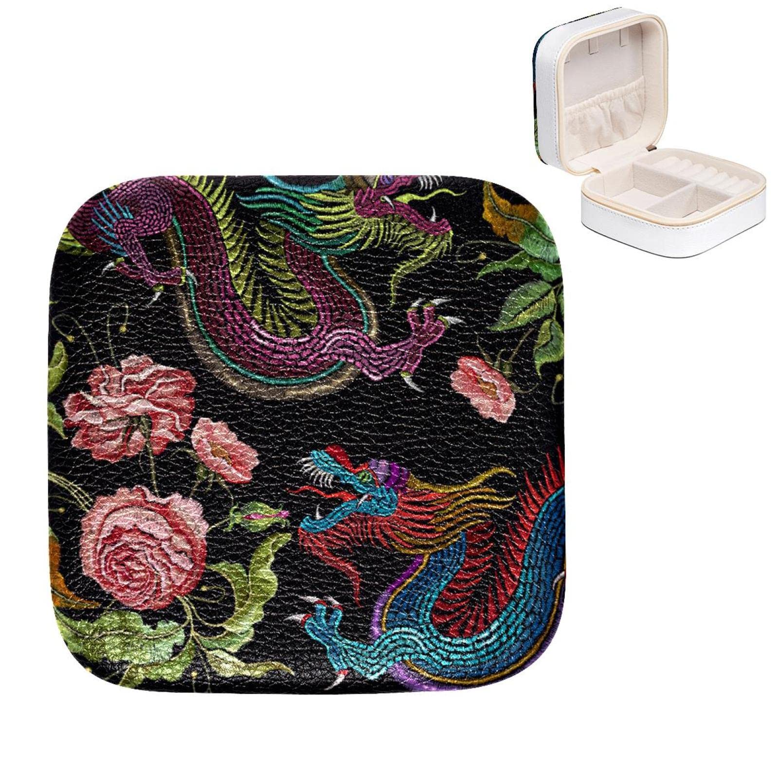 Boîte à bijoux pour femme anti-nœuds compacte motif dragon