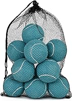 Vista 8 de Bulk Tennis Balls for Beginner – 12 Pack High Elasticity Practice Tennis Balls with Mesh Bag, Suit for Pet Dog Training, Fetching Azul claro-n