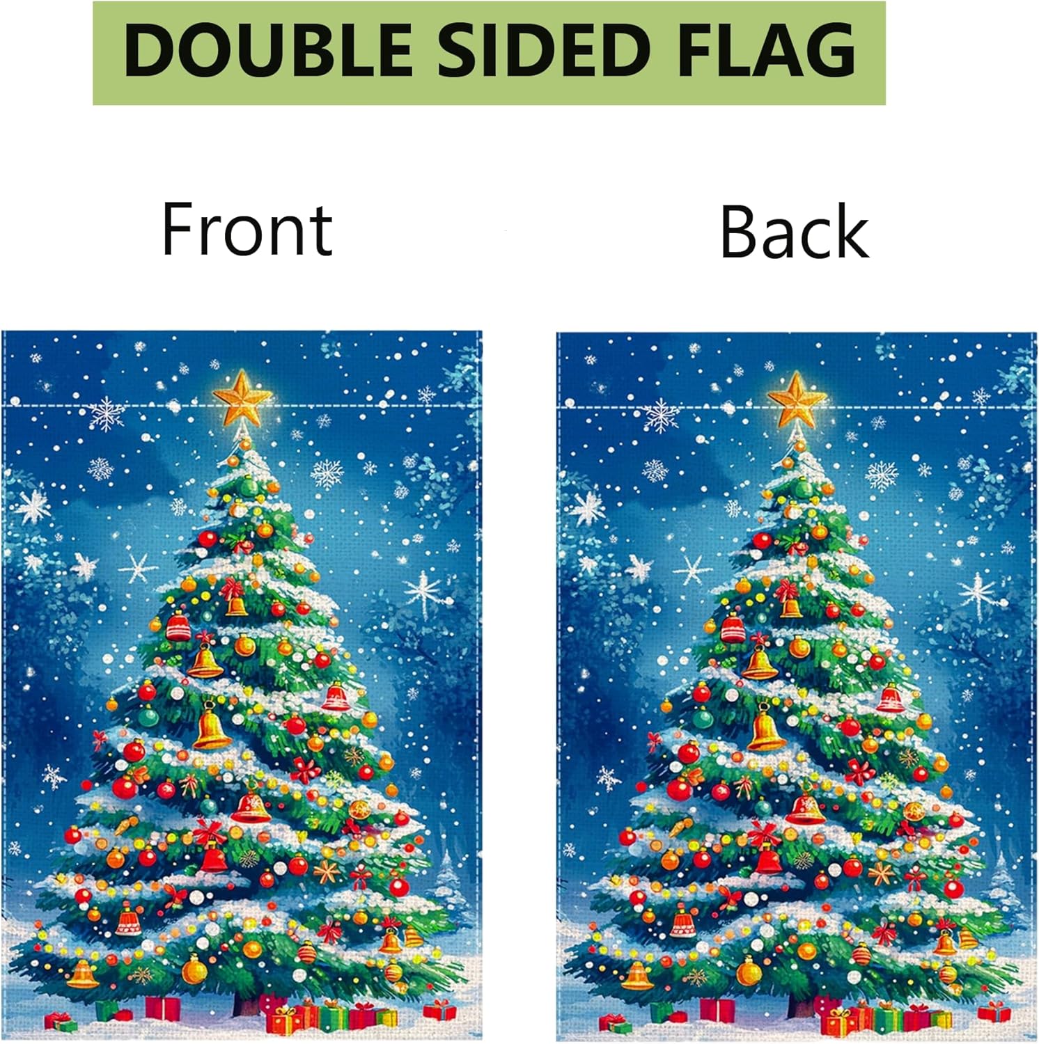 Winter Christmas Tree Garden Flag for Outside, Snowflake Xmas Ball Welcome Christmas Yard Flag 12x18 Inch Double Sided Burlap Holiday Farmhouse Home Decoration Outdoor Flag - Image 7