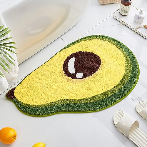 Miniatura 2 de LEVINIS Alfombra de baño de aguacate, absorbente y antideslizante, bonita alfombra de baño lavable de aguacate para bañera, baño, habitación de los