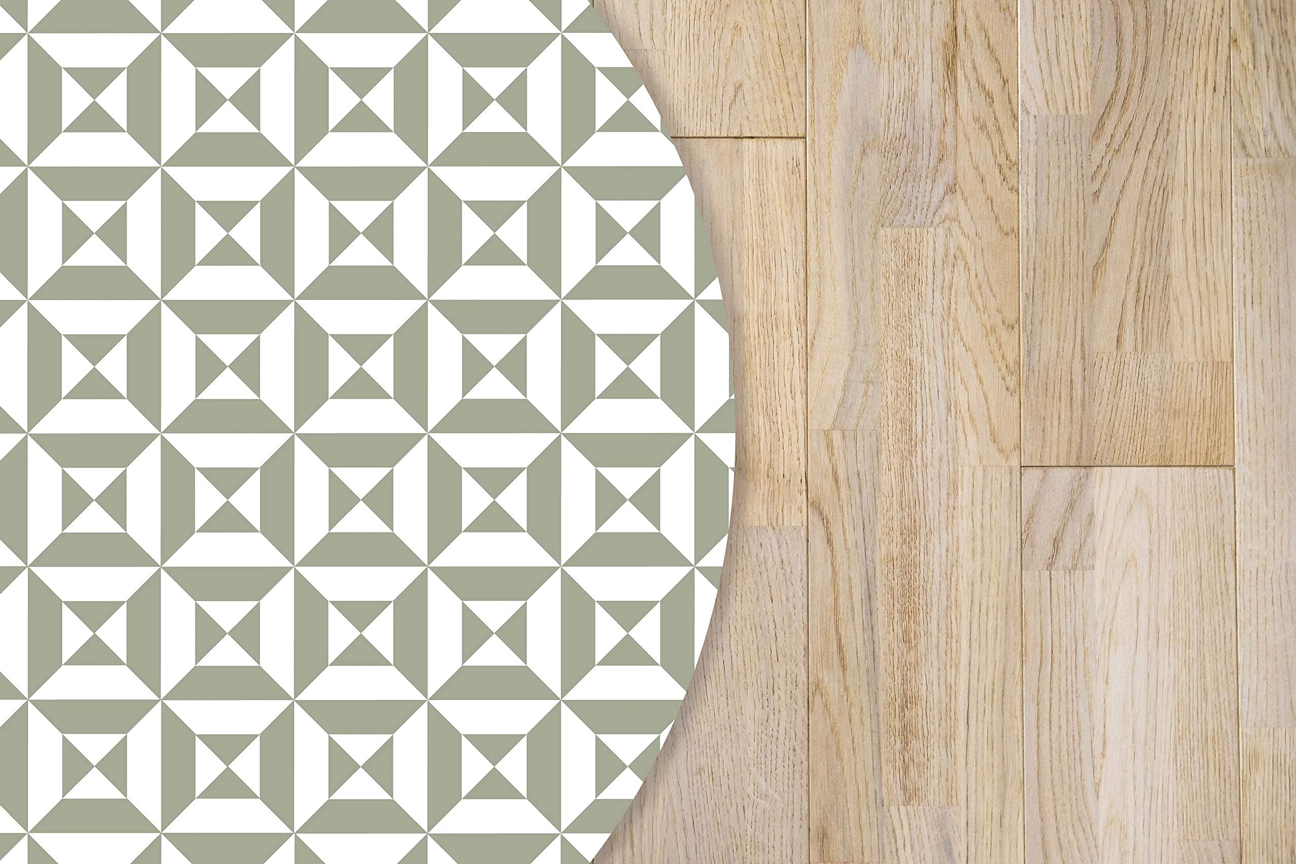 Panorama Alfombra Vinílica - Modelo Redonda Geometría Verde 100x100 cm - Varios tamaños - Decoración Hogar, Cocina y Salón