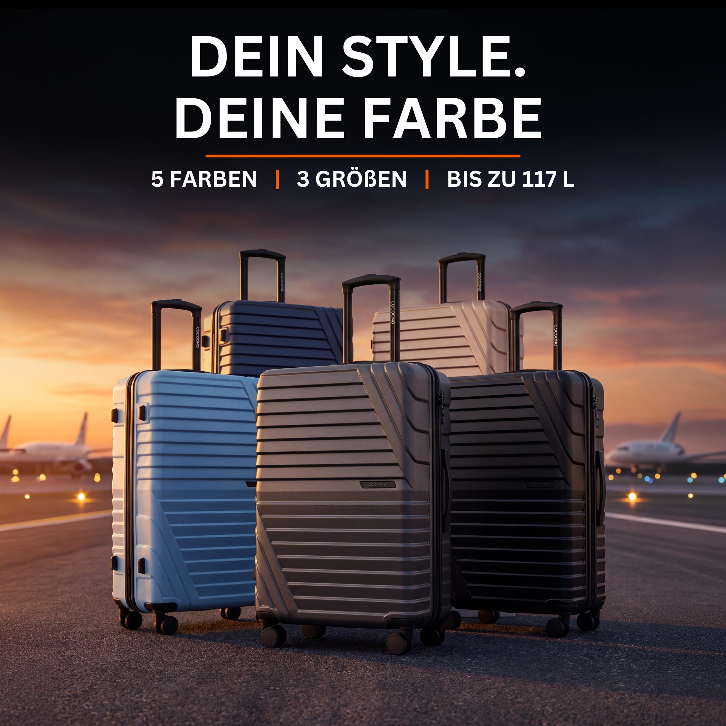 Hartschalenkoffer XL 100L erweiterbar auf 117L 158cm Gurtmaß 8 Rollen 360° drehbar TSA Schloss Teleskopgestänge Reisekoffer champagner