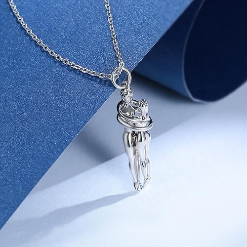 Miniatura 4 de Collar de plata de ley 925 con colgante de abrazo para parejas, joyería para el día de San Valentín, regalos para mujeres, esposa, novia