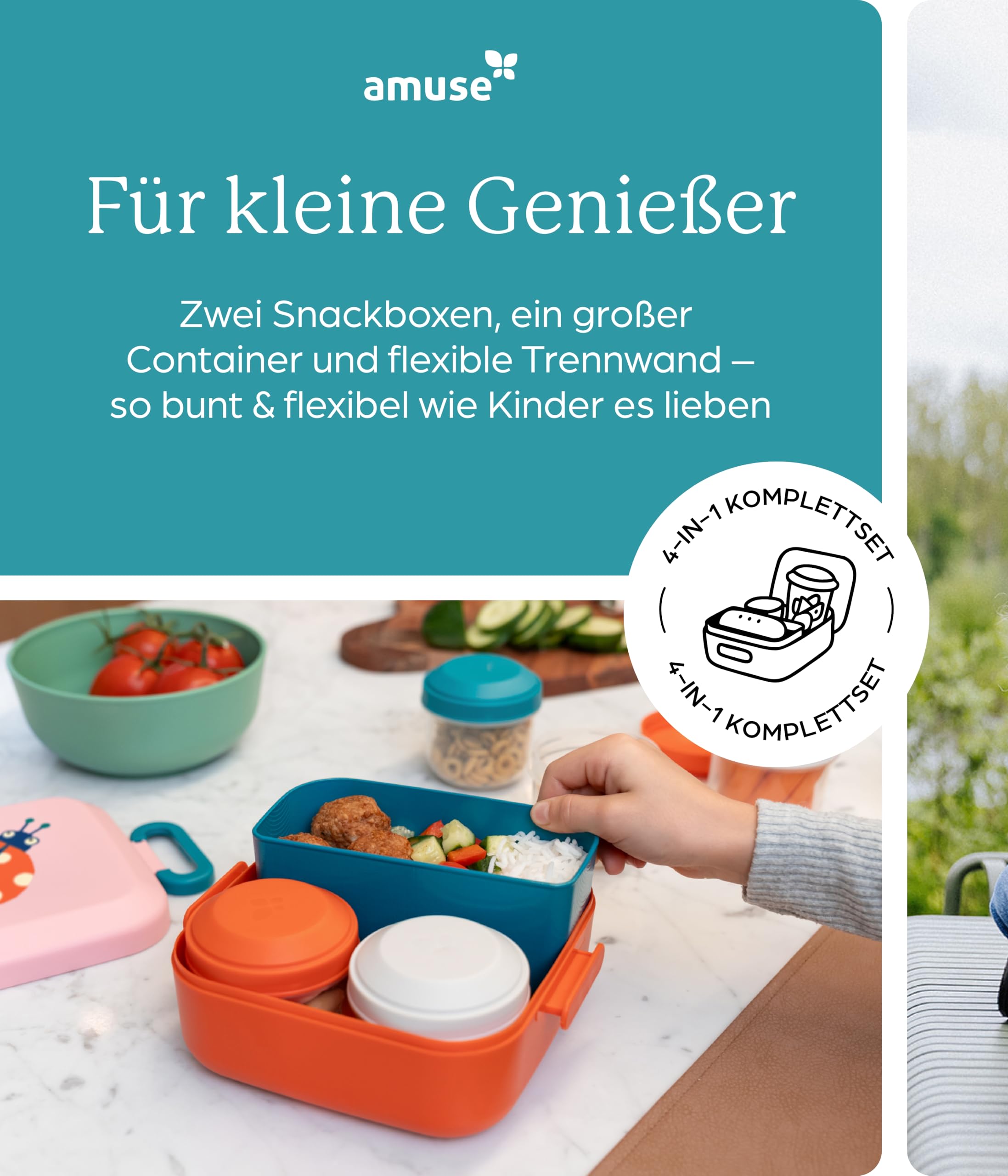 Bento Brotdose Set Für Kinder - 3-teilig Mit Fächern, BPA-frei & Auslaufsicher