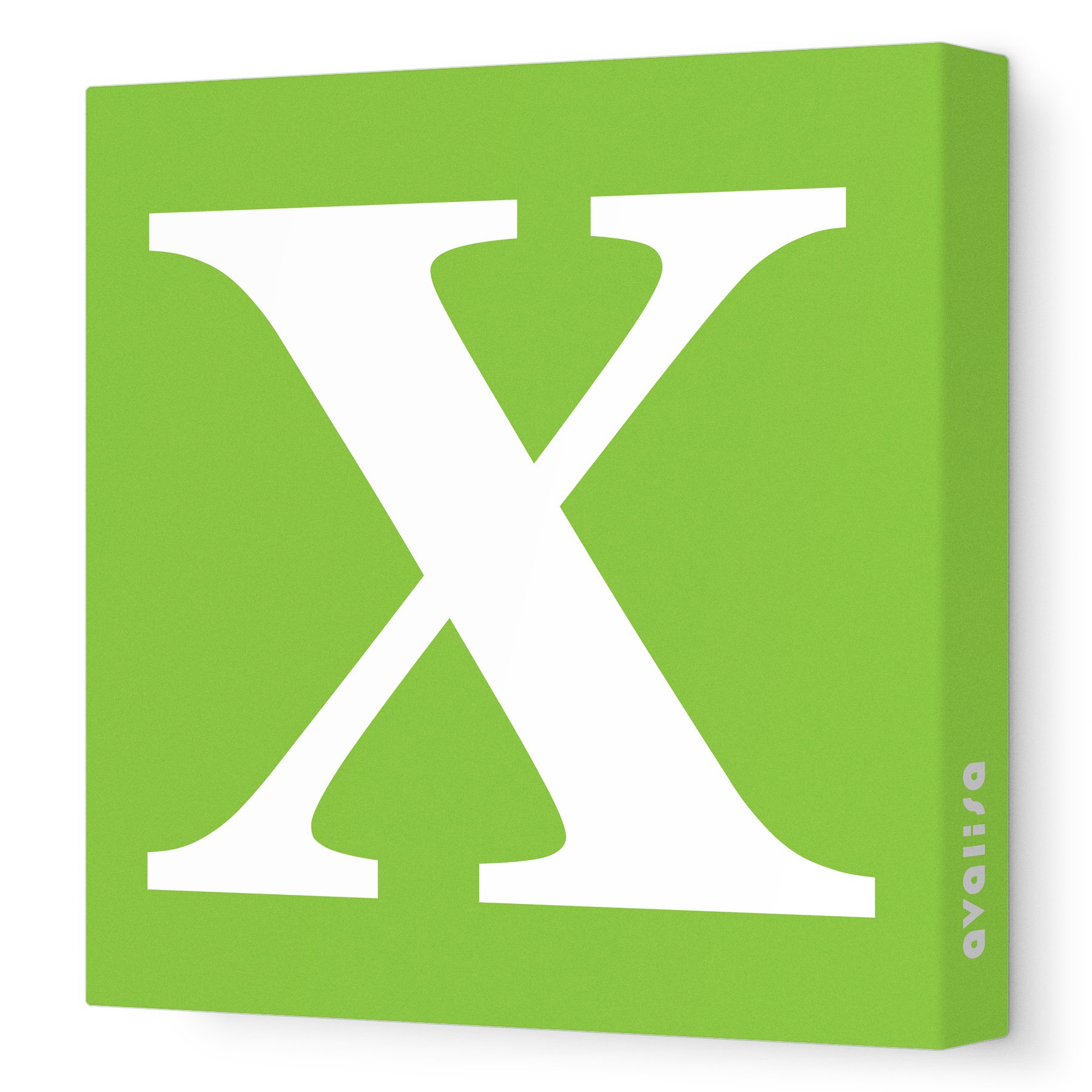 Avalisa Stretched Canvas Upper Letter X Nursery Wall Art, Green, 12" x 12"