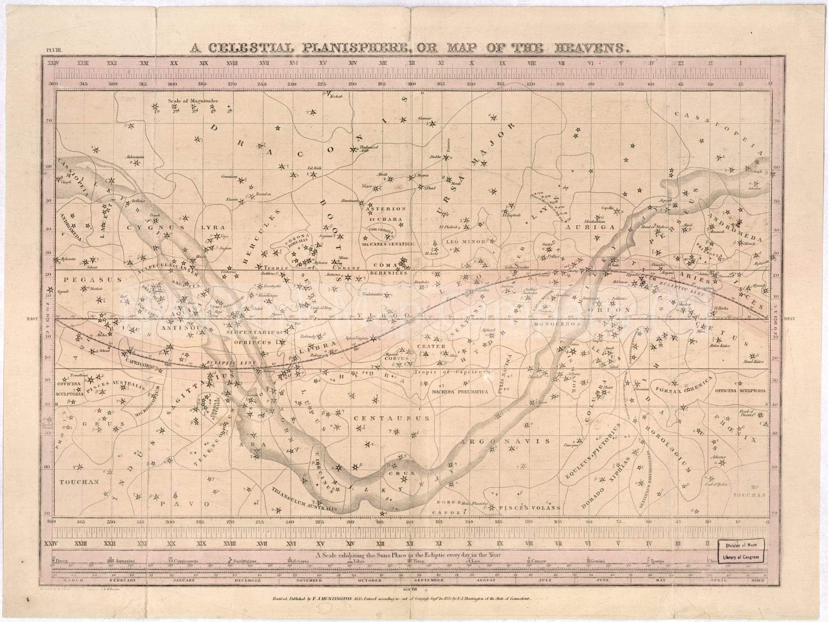 1835 Map|Title: A Celestial Planisphere, or map of The Heavens|Subject: Astronomy|Celestial Charts|C