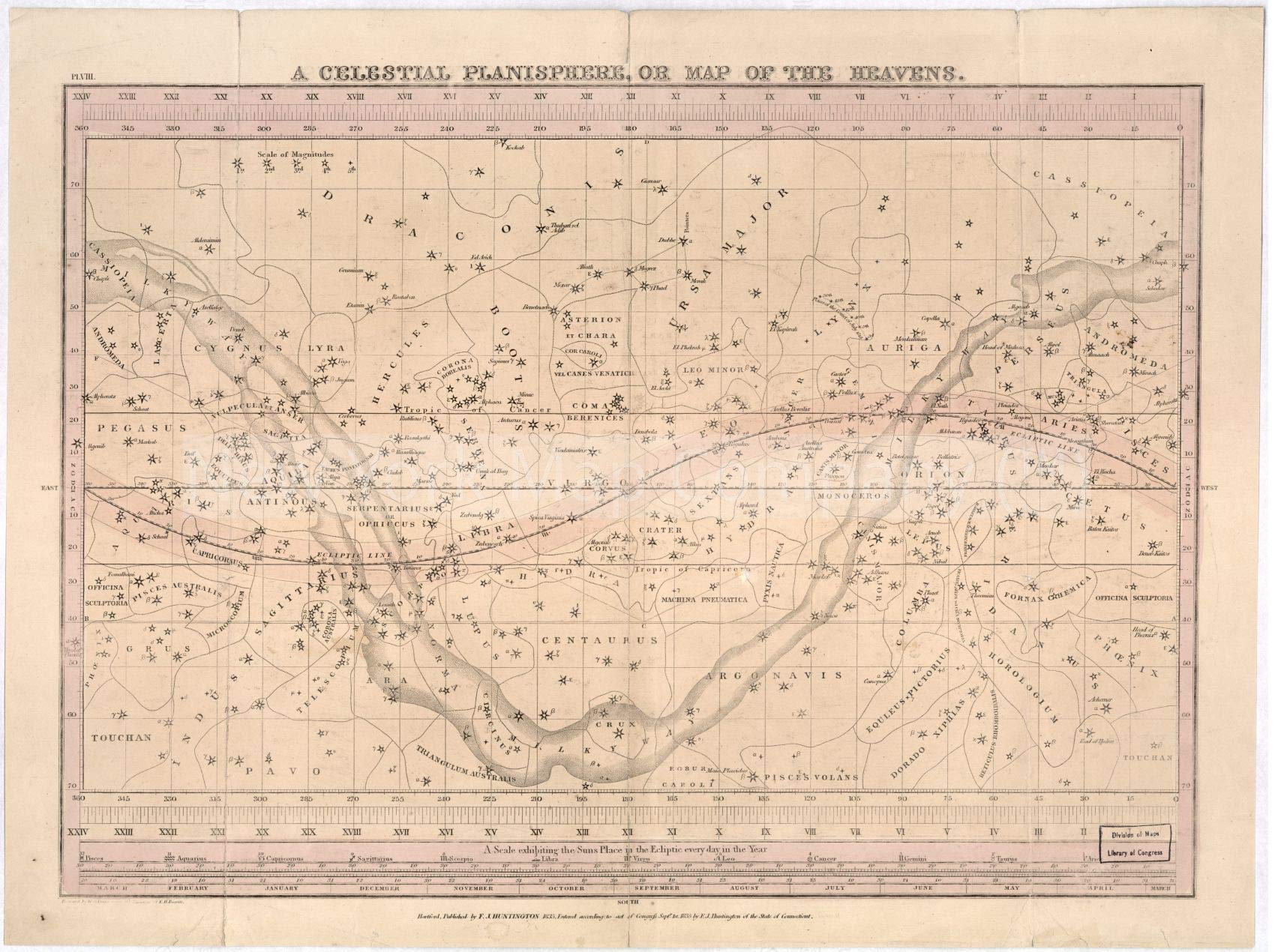 1835 Map|Title: A Celestial Planisphere, or map of The Heavens|Subject: Astronomy|Celestial Charts|C