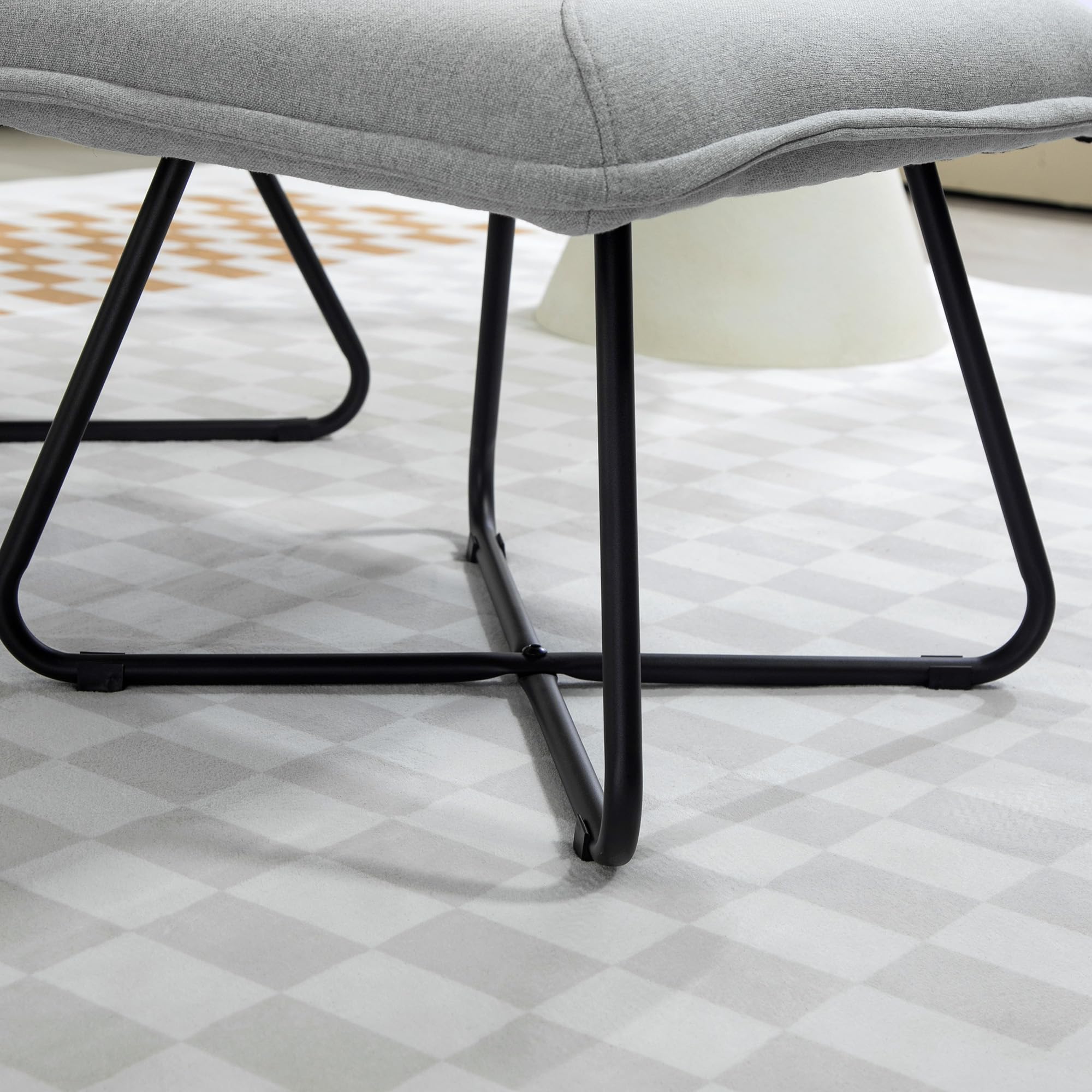 HOMCOM Sillón Relax con Reposapiés sin Brazos Patas de Acero Gris Claro