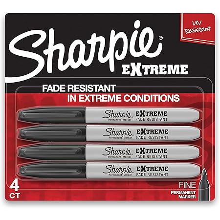 SHARPIE Extreme Permanent Markers, Fine Point, Black, 4 Count