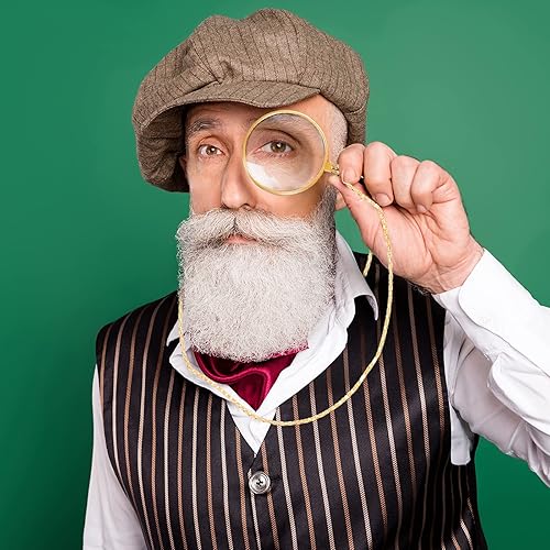 Miniatura 6 de 5 lupas de collar de monóculo, disfraz de caballeros de Halloween para ocular monóculo 1920 con cadena de 36 pulgadas de largo para disfraz de