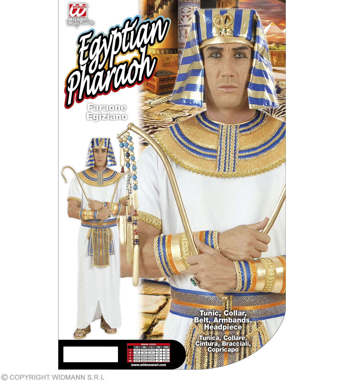 EraSpooky Herenkostuum Egypte keizer farao historisch kostuum blauw goud maat M
