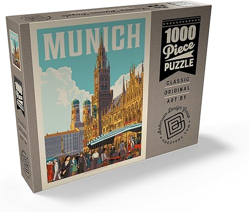 Miniatura 2 de MyPuzzle Alemania Munich, póster vintage, rompecabezas de 1000 piezas para adultos