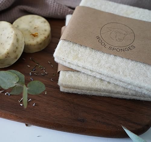 Miniatura 1 de Wool Sponges 2-Pack - Environmentally Friendly, Long-lasting & Compostable - Perfect for Dishes, Face, Body & Surfaces