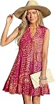 CUPSHE Women Swimsuit Coverup 100% Cotton Ruffle Hem Beach Cover Up Dresses