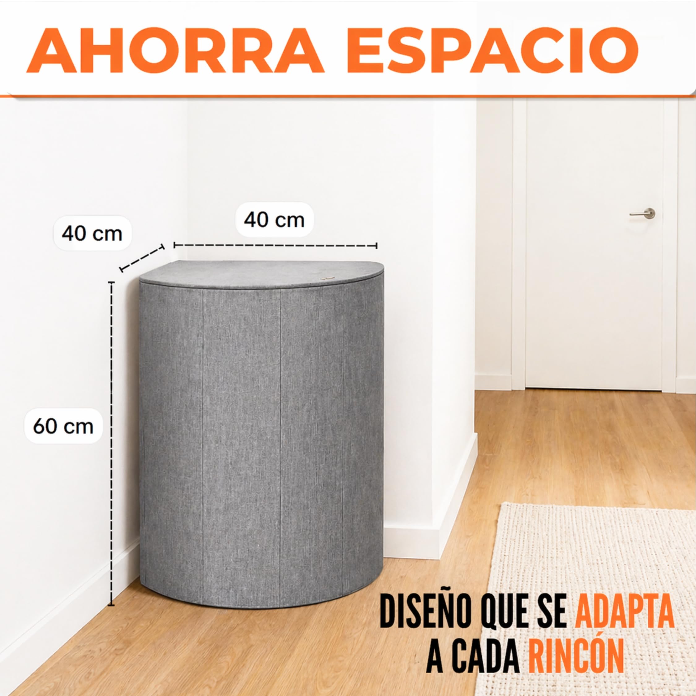 Cesta plegable ropa sucia 60x40x40 cm tela gruesa Lino 600d gris