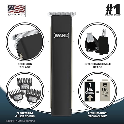 Miniatura 3 de Wahl Recortadora de barba recargable de iones de litio 2.0 para hombres, recortadora de pelo facial con cuchilla en T de precisión para aseo, cabeza