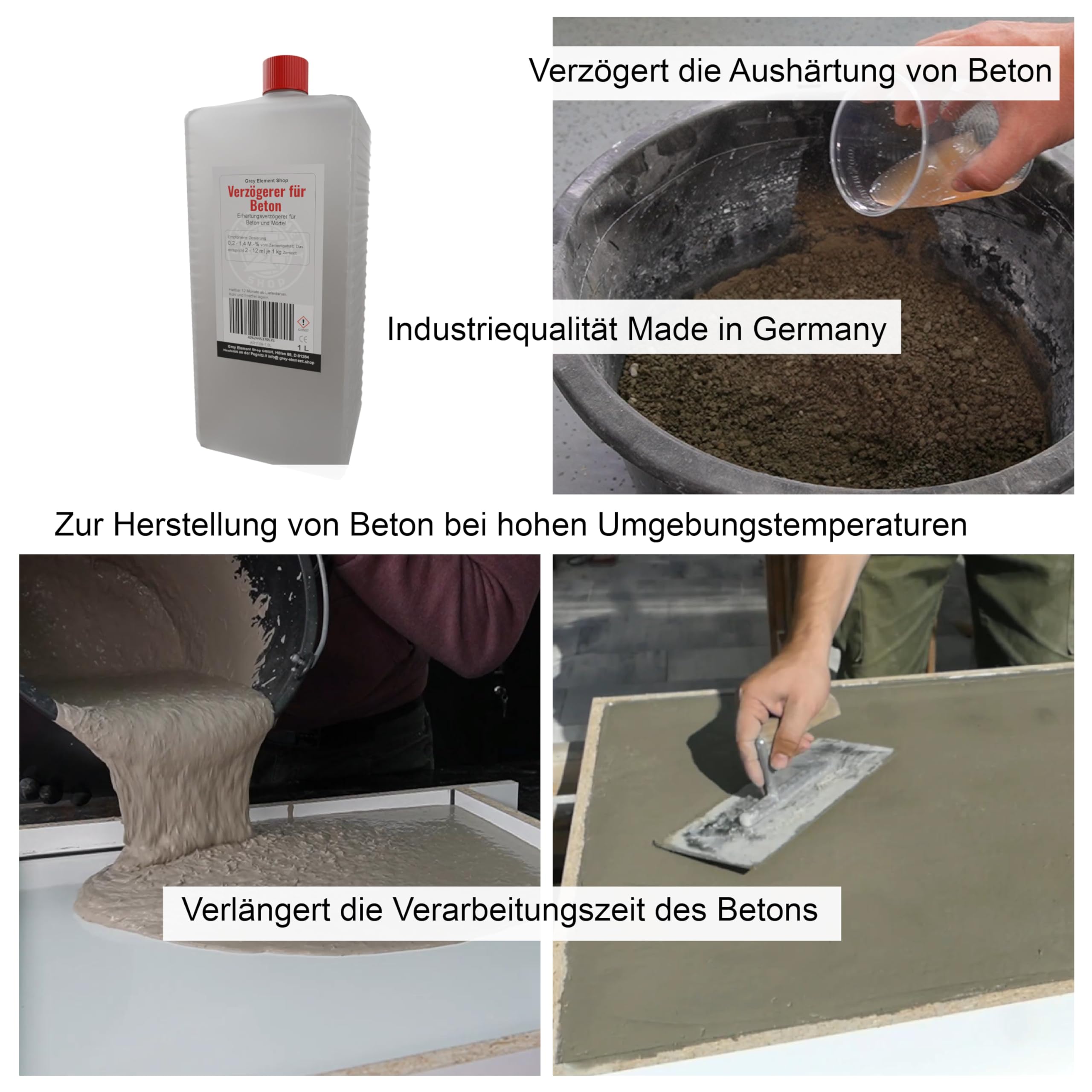 Betonverzögerer 1,0L – Zusatzmittel für Beton | Verlängert die Verarbeitungszeit | Reduziert Rissbildung |