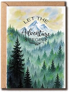Let The Adventure Begin - Forest With Mountain Card - Funny Congratulations Card - Wedding Greeting - Grad - Promotion - Women - Men